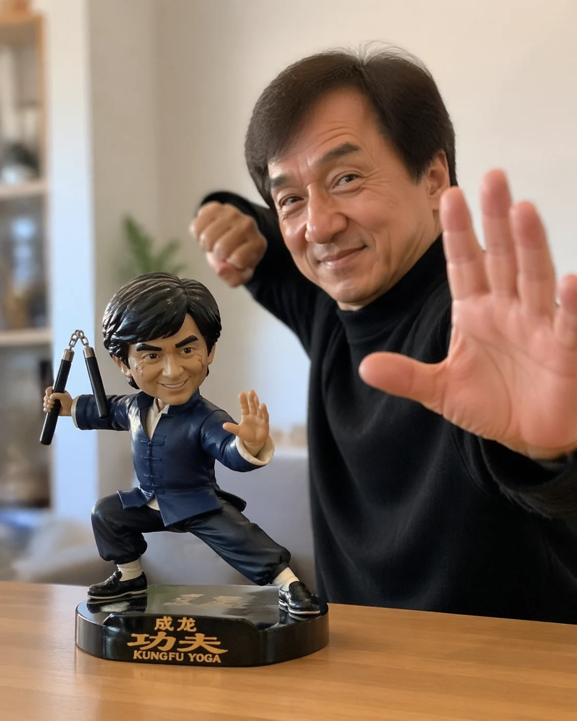 功夫手办与真实人物同框