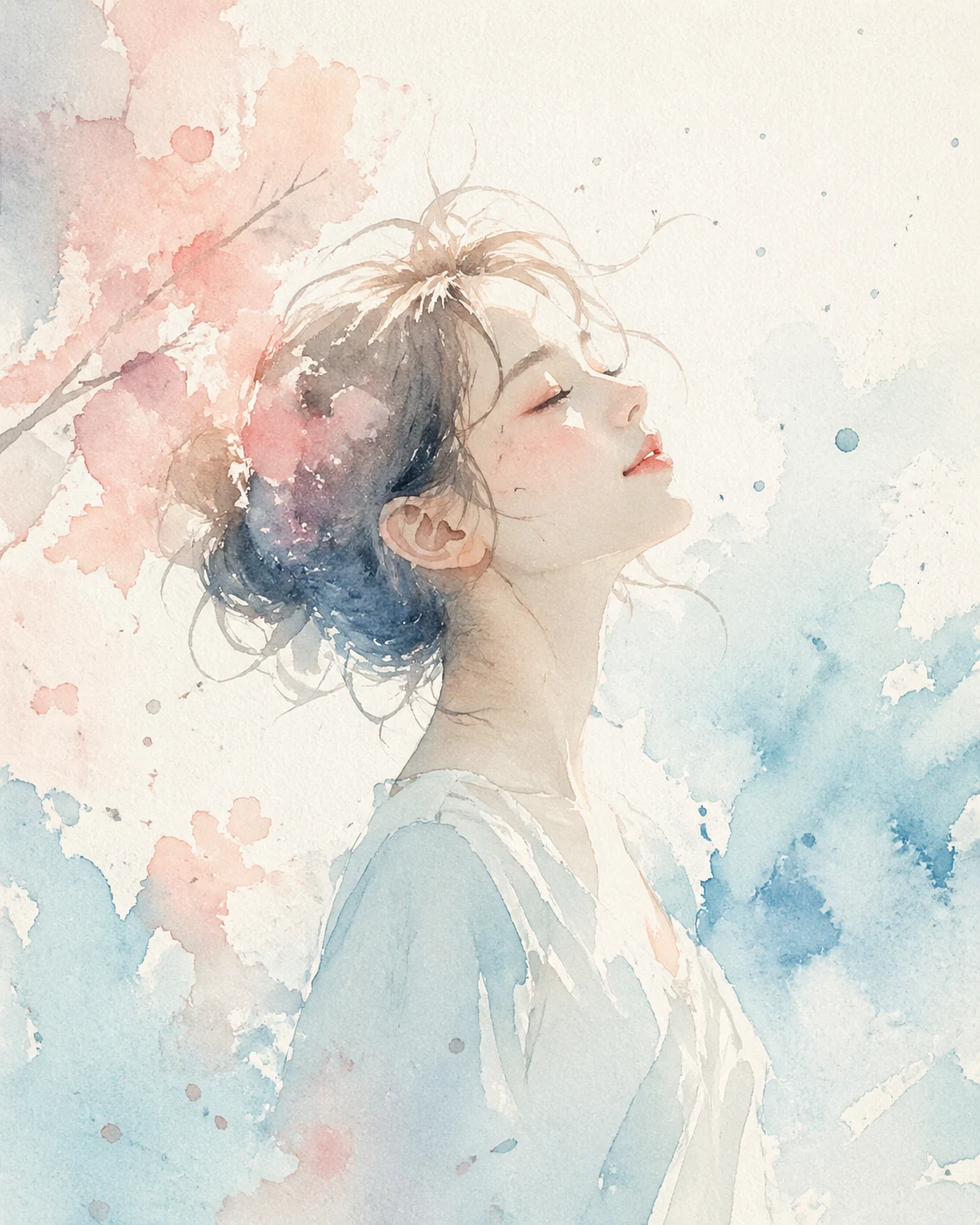 梦幻水彩人物插画